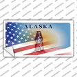 Alaska Bear with American Flag Novelty Sticker Decal Small