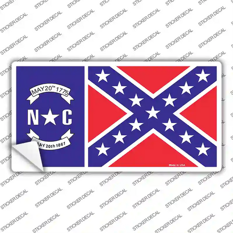 North Carolina Confederate Flag Novelty Sticker Decal Small