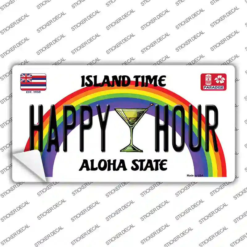 Happy Hour Hawaii Novelty Sticker Decal Small