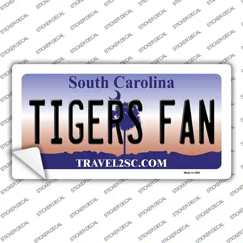 South Carolina Plate Tigers Fan SC Novelty Sticker Decal Small