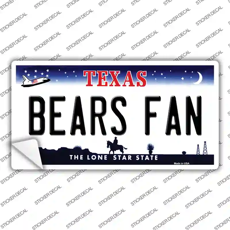 Bears Fan TX Novelty Sticker Decal