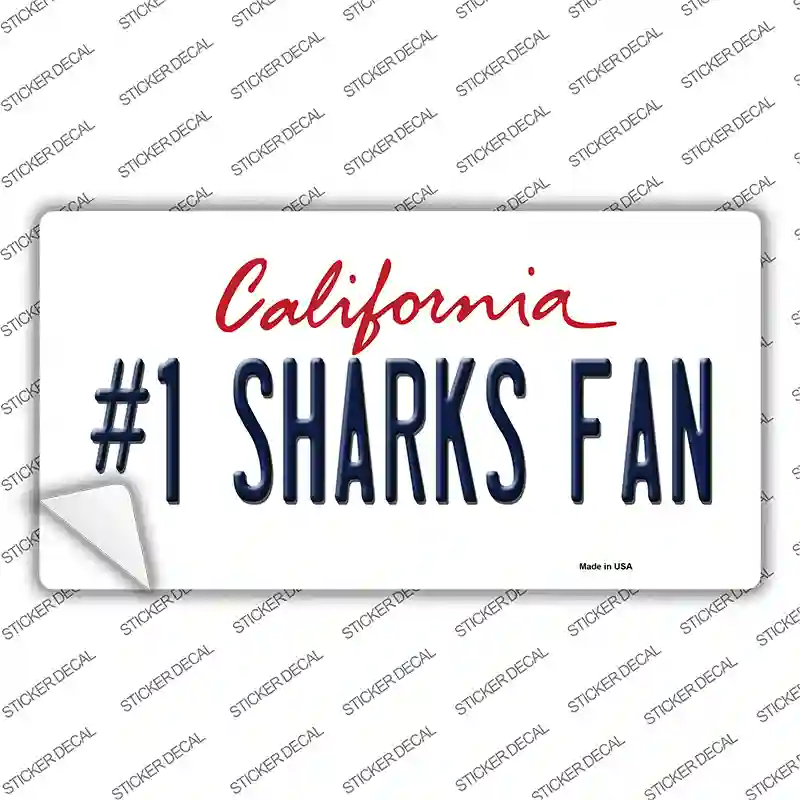 Number 1 Sharks Fan Novelty Sticker Decal Small