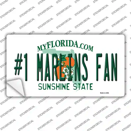 Number 1 Marlins Fan Novelty Sticker Decal Small