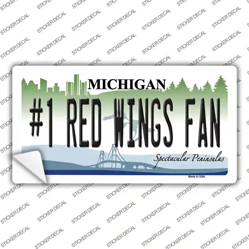 Number 1 Red Wings Fan Novelty Sticker Decal
