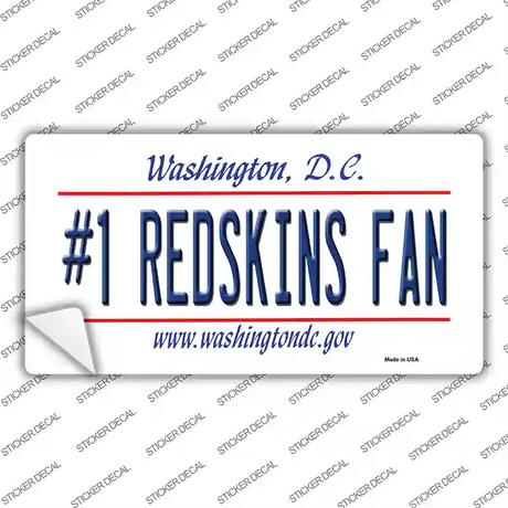 Number 1 Redskins Fan Novelty Sticker Decal Small