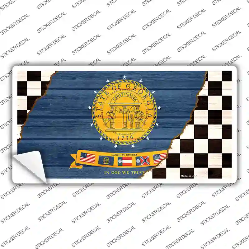 Georgia Racing Flag Novelty Sticker Decal Small