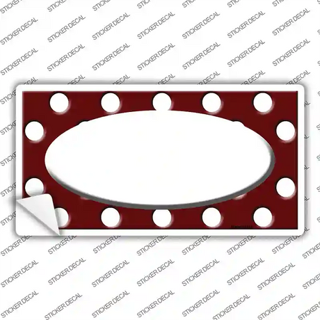 White Burgundy Polka Dot White Center Oval Novelty Sticker Decal