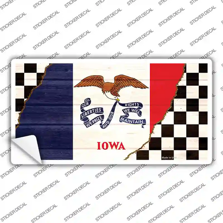 Iowa Racing Flag Novelty Sticker Decal Small