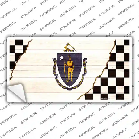 Massachusetts Racing Flag Novelty Sticker Decal Small