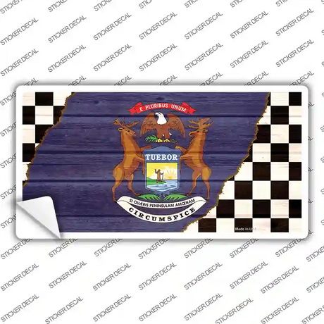 Michigan Racing Flag Novelty Sticker Decal Small