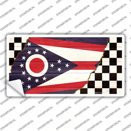 Ohio Racing Flag Novelty Sticker Decal Small