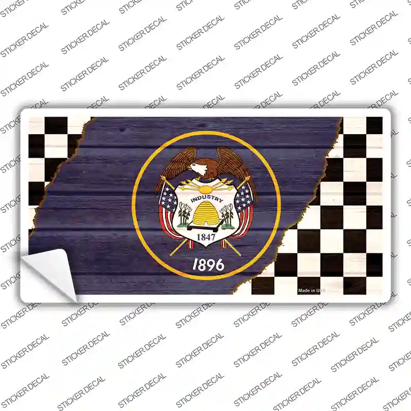 Utah Racing Flag Novelty Sticker Decal Small