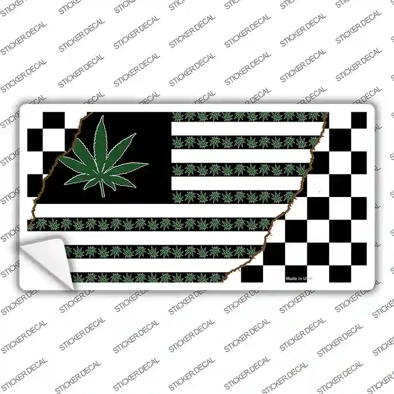 Weed American Racing Flag Novelty Sticker Decal Small