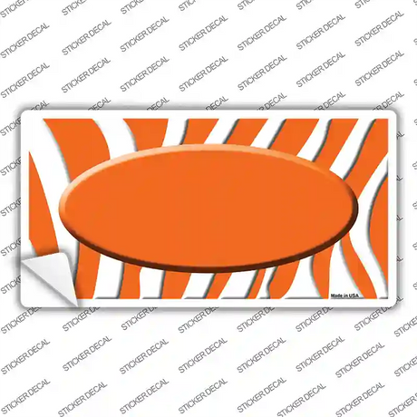 Orange White Zebra Center Oval Novelty Sticker Decal