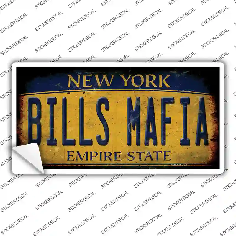 Bills Mafia New York Yellow Rusty Novelty Sticker Decal Small