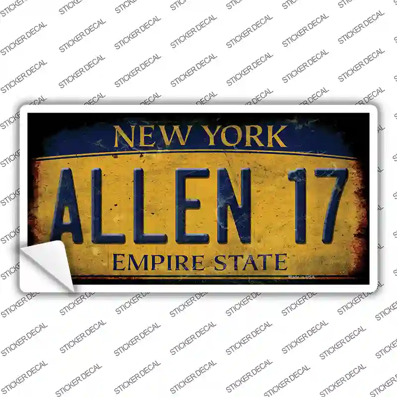 Allen 17 New York Yellow Novelty Sticker Decal Small