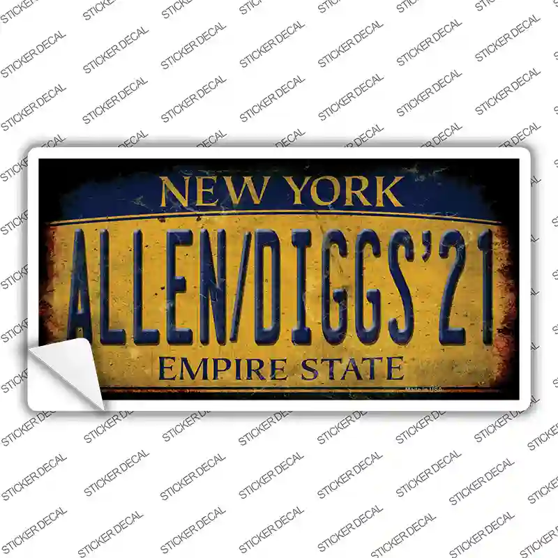 Allen Diggs 21 NY Yellow Rusty Novelty Sticker Decal Small