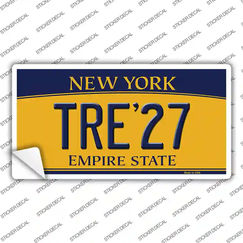 Tre 27 New York Yellow Novelty Sticker Decal Small