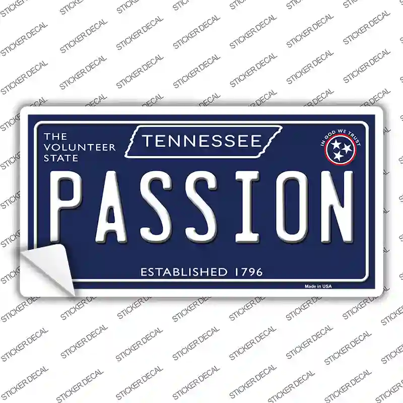 Passion Tennessee Blue Novelty Sticker Decal