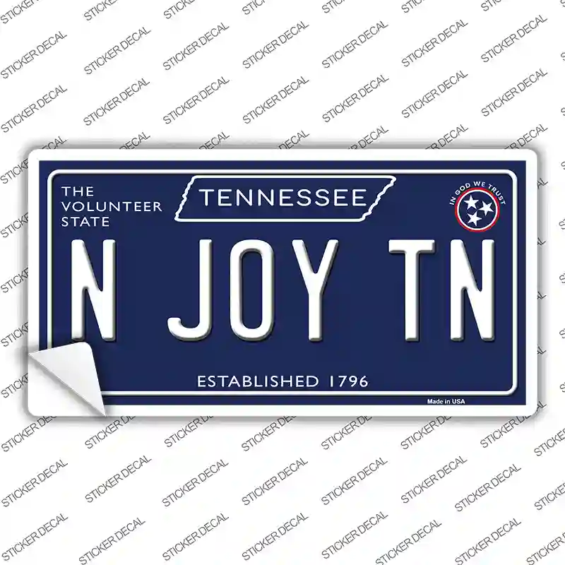 N Joy TN Tennessee Blue Novelty Sticker Decal Small