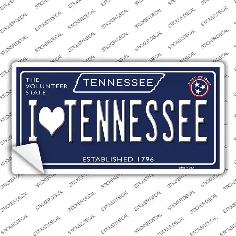 I Heart TN Tennessee Blue Novelty Sticker Decal Small