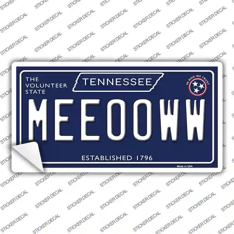 Meeooww Tennessee Blue Novelty Sticker Decal Small