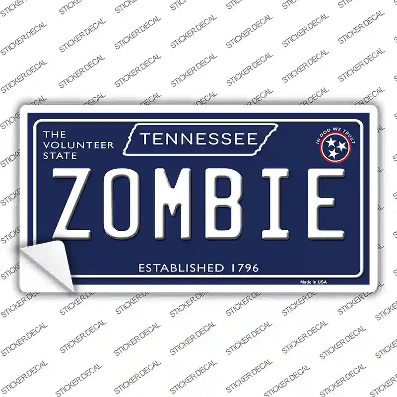 Zombie Tennessee Blue Novelty Sticker Decal Small