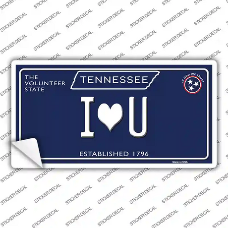 I Heart U Tennessee Blue Novelty Sticker Decal Small