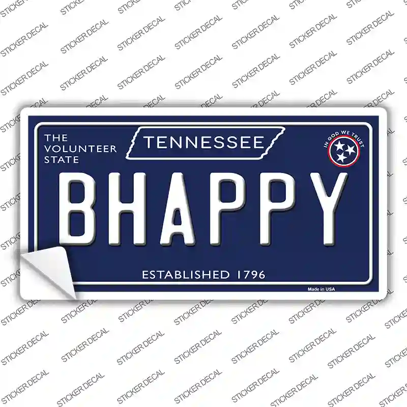 B Happy Tennessee Blue Novelty Sticker Decal Small