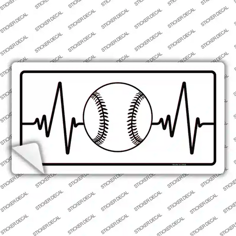 Baseball Heart Beat Novelty Sticker Decal Small