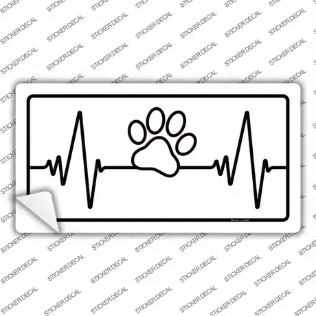 Paw Print Heart Beat Novelty Sticker Decal Small