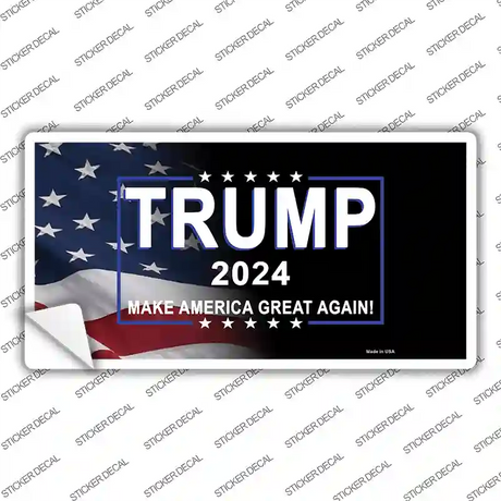 Trump 2024 Flag | Black Novelty Sticker Decal Small