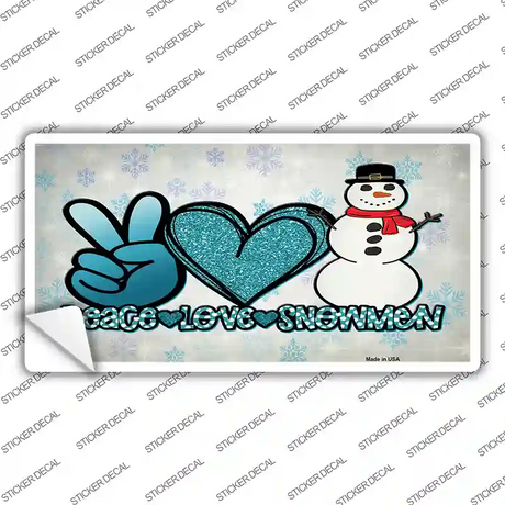 Peace Love Snowman Novelty Sticker Decal Small