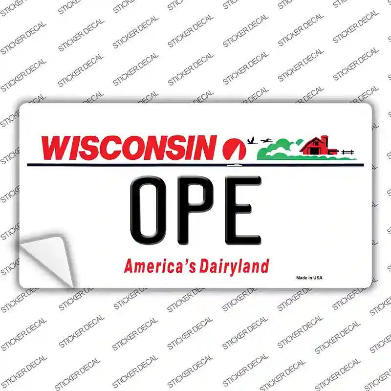 Ope Wisconsin Novelty Sticker Decal Small