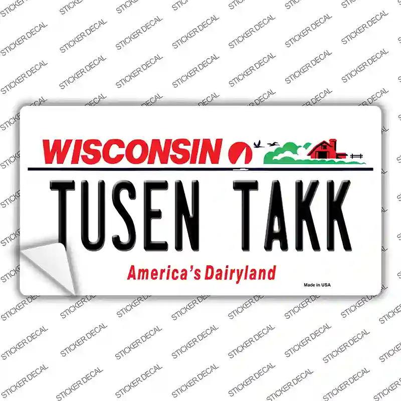 Tusen Takk Wisconsin Novelty Sticker Decal Small