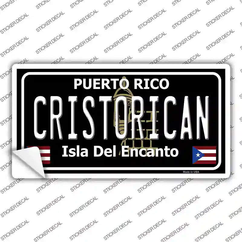 Cristorican Puerto Rico Black Novelty Sticker Decal Small