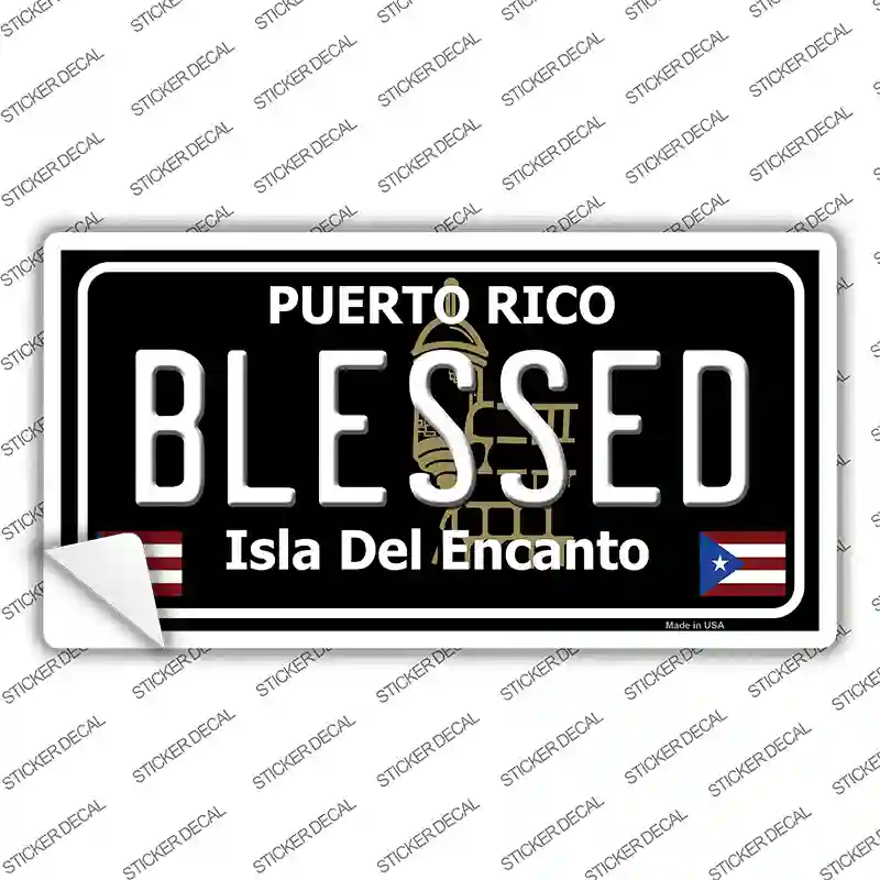 Blessed Puerto Rico Black Novelty Sticker Decal