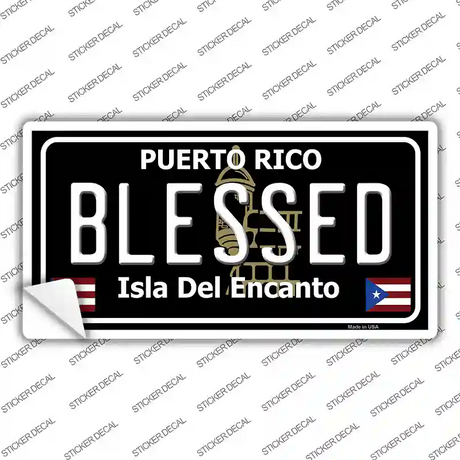 Blessed Puerto Rico Black Novelty Sticker Decal Small