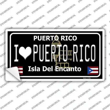 I Love Puerto Rico Black Novelty Sticker Decal Small