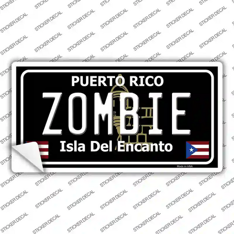 Zombie Puerto Rico Black Novelty Sticker Decal Small