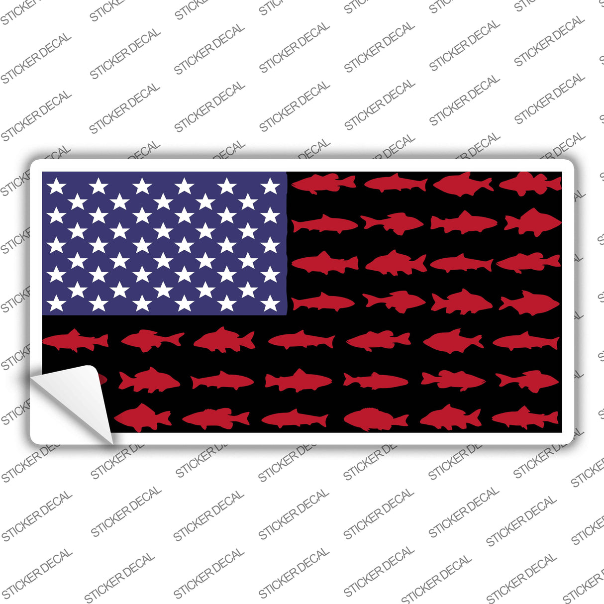 Fishermans American Flag Novelty Sticker Decal LP-14466s