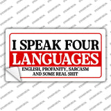 I Speak Four Languages Novelty Sticker Decal LP-14512s