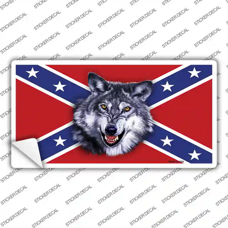 Confederate Flag Wolf Head Novelty Sticker Decal Small