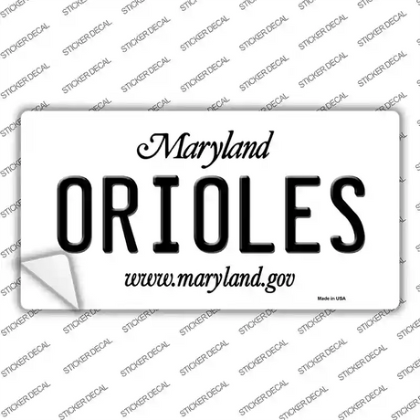 Orioles Maryland State Novelty Sticker Decal Small