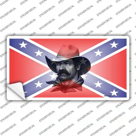 Confederate Flag Cowboy Novelty Sticker Decal Small