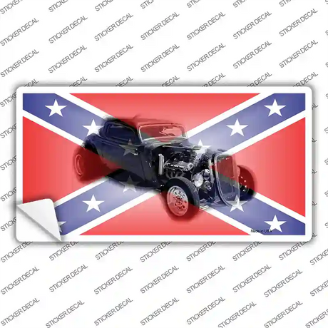 Confederate Flag Hot Rod Novelty Sticker Decal Small