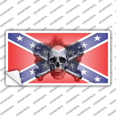 Confederate Flag Skull Novelty Sticker Decal Small