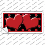 Red Black Polka Dot Red Center Hearts Novelty Sticker Decal