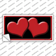Solid Red Centered Hearts Black Novelty Sticker Decal