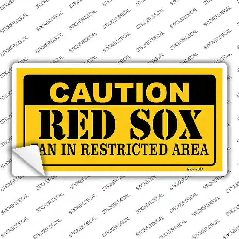 Caution Red Sox Fan Novelty Sticker Decal